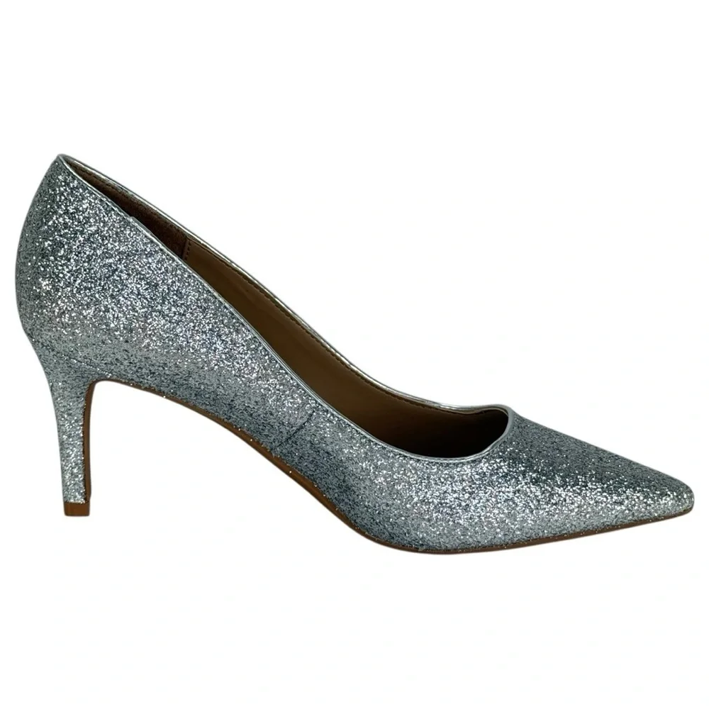 ON 34th Jeules Silver Glitter Womens Heels Size 8M